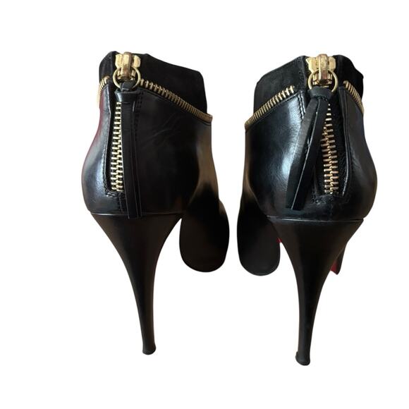 Christian Louboutin Col Zippe Boots Black Leather Stiletto Zip Boots Size 37.5 - Picture 4 of 15